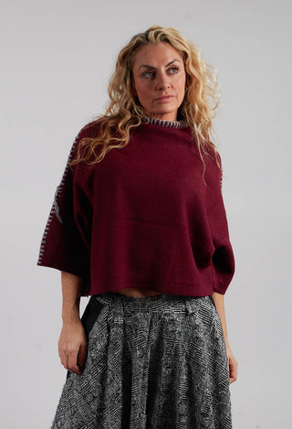 Stitch Detail Jumper in Red