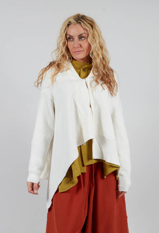 Drop Shoulder Cardigan in White