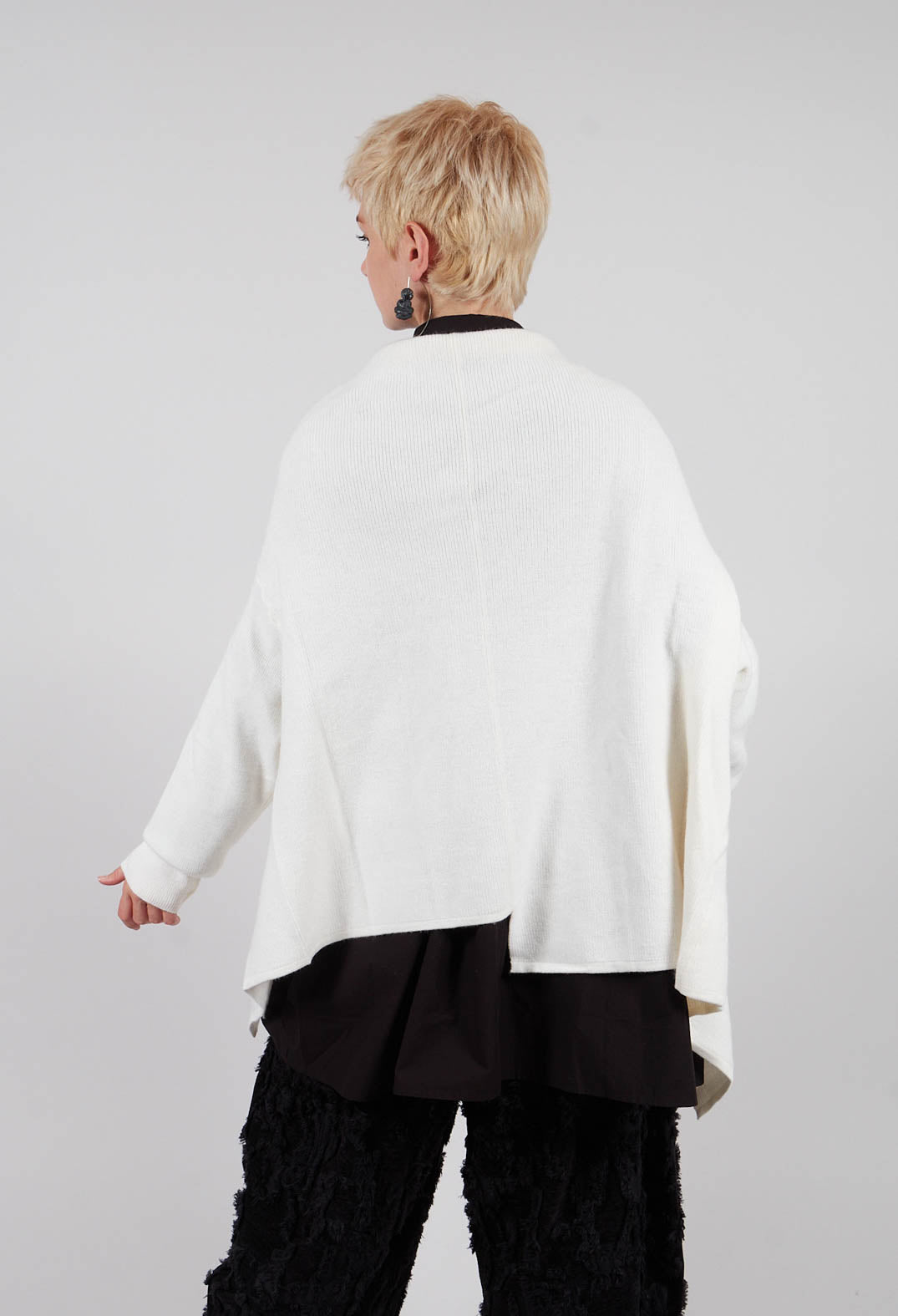 Drop Shoulder Cardigan in White