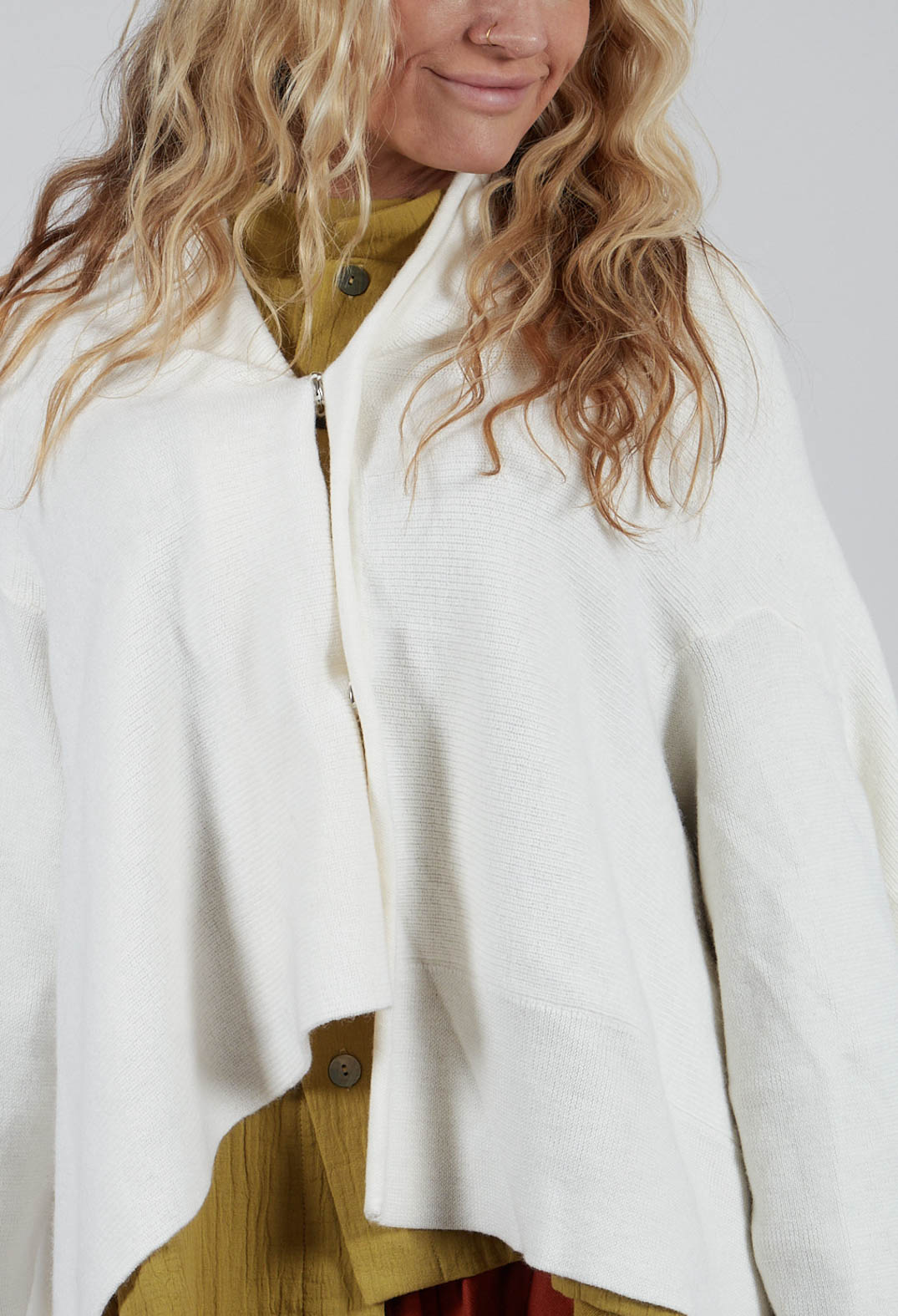 Drop Shoulder Cardigan in White