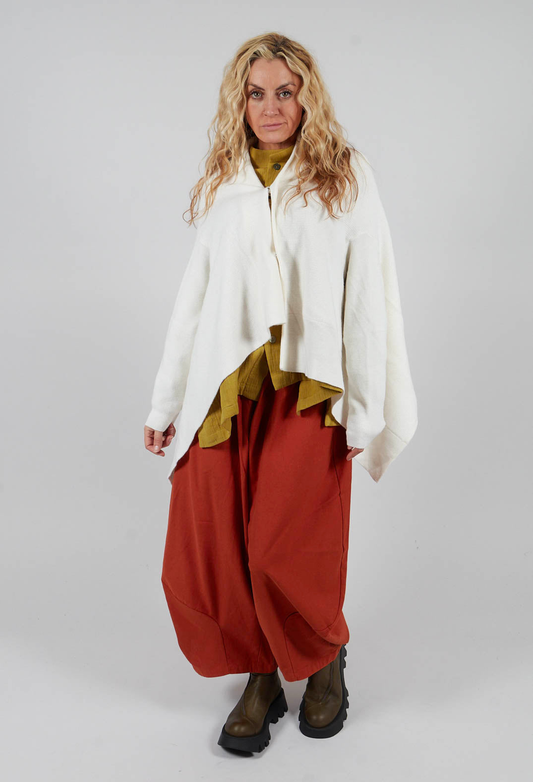 Drop Shoulder Cardigan in White