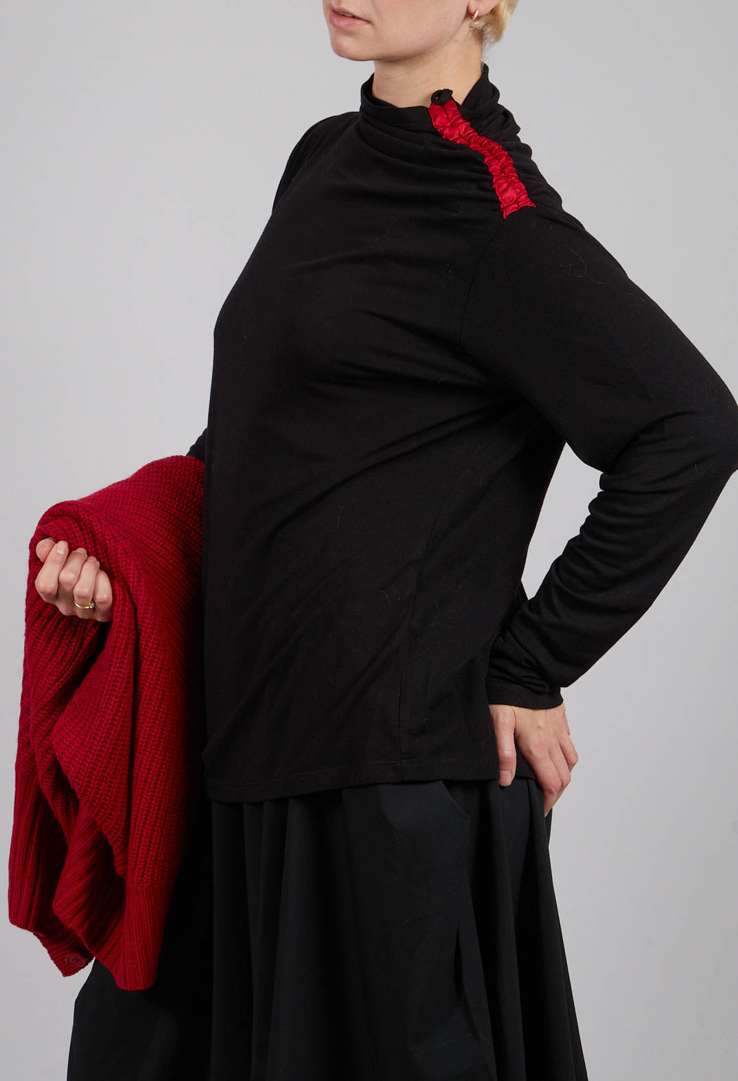 Polo Neck Jumper in Black