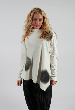Slash Neck Patterned Jumper in Beige