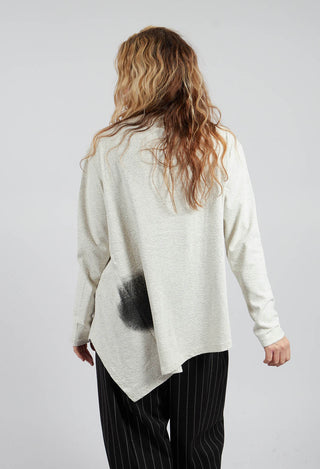 Slash Neck Patterned Jumper in Beige