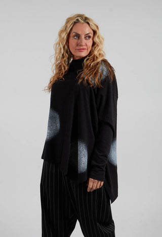 Slash Neck Patterned Jumper in Black