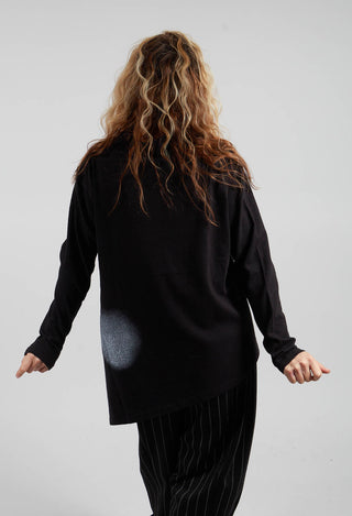 Slash Neck Patterned Jumper in Black