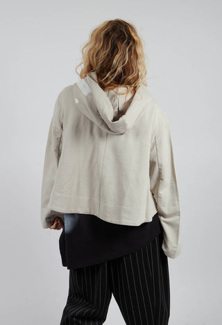 Cropped Zip Hooded Coat in Beige