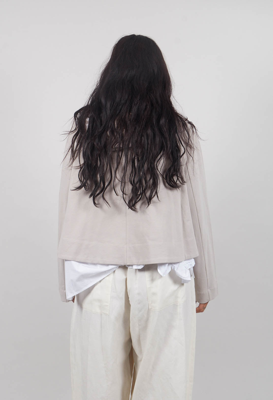 Cropped Zip Hooded Jacket in Beige