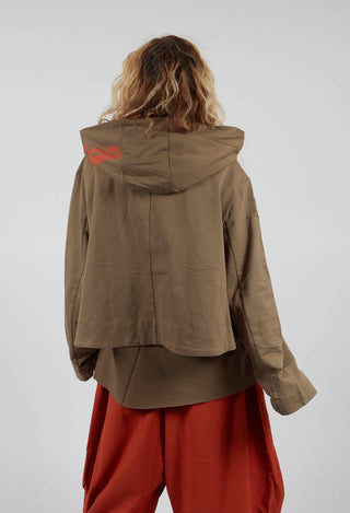 Cropped Zip Hooded Coat in Green
