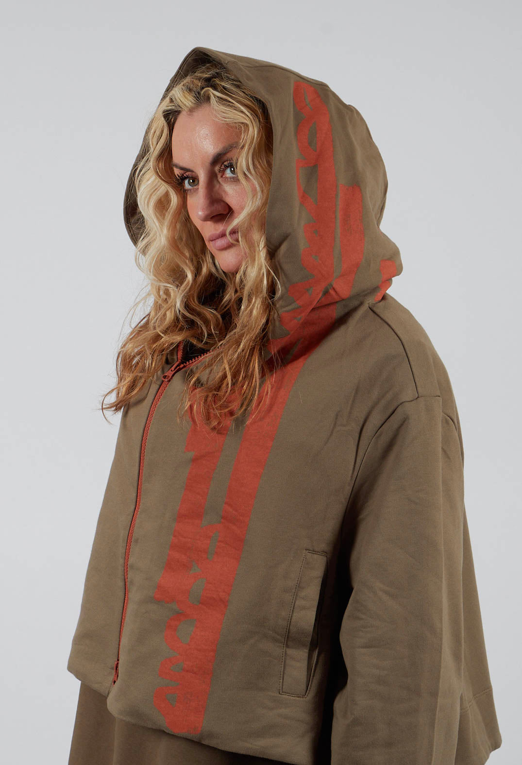 Cropped Zip Hooded Jacket in Green