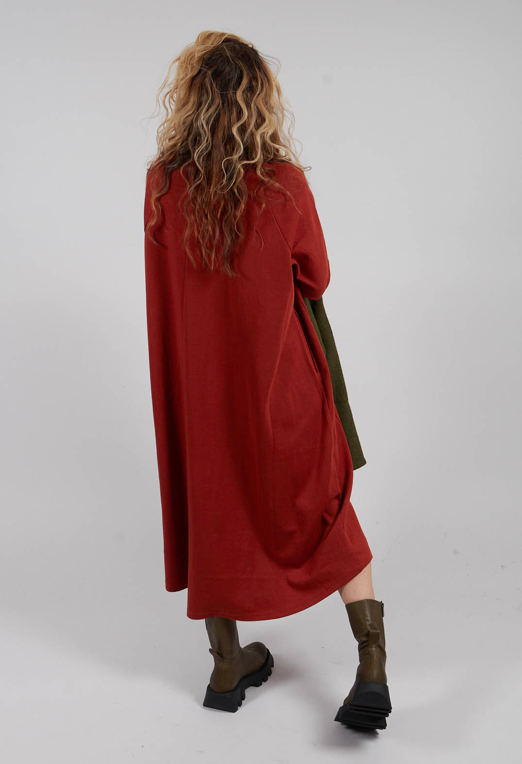 Longline Cowl Neck Dress in Orange