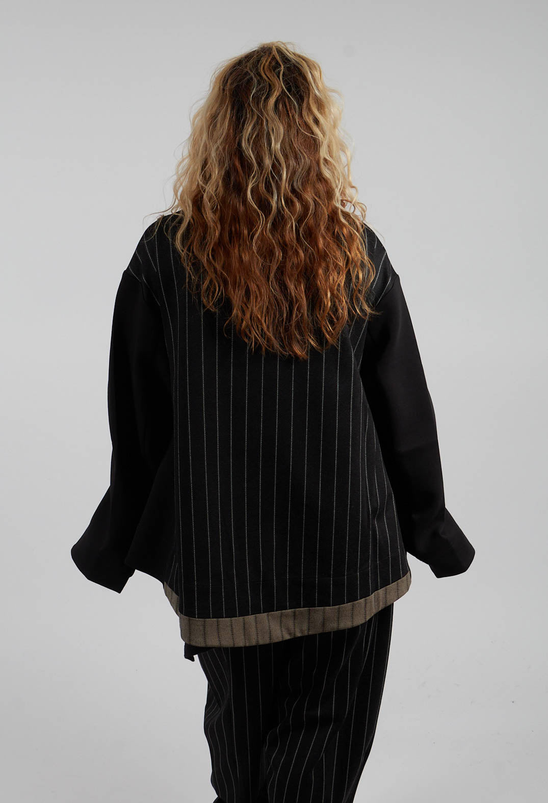 Collarless Zip Front Jacket in Black