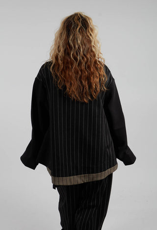 Collarless Zip Front Jacket in Black
