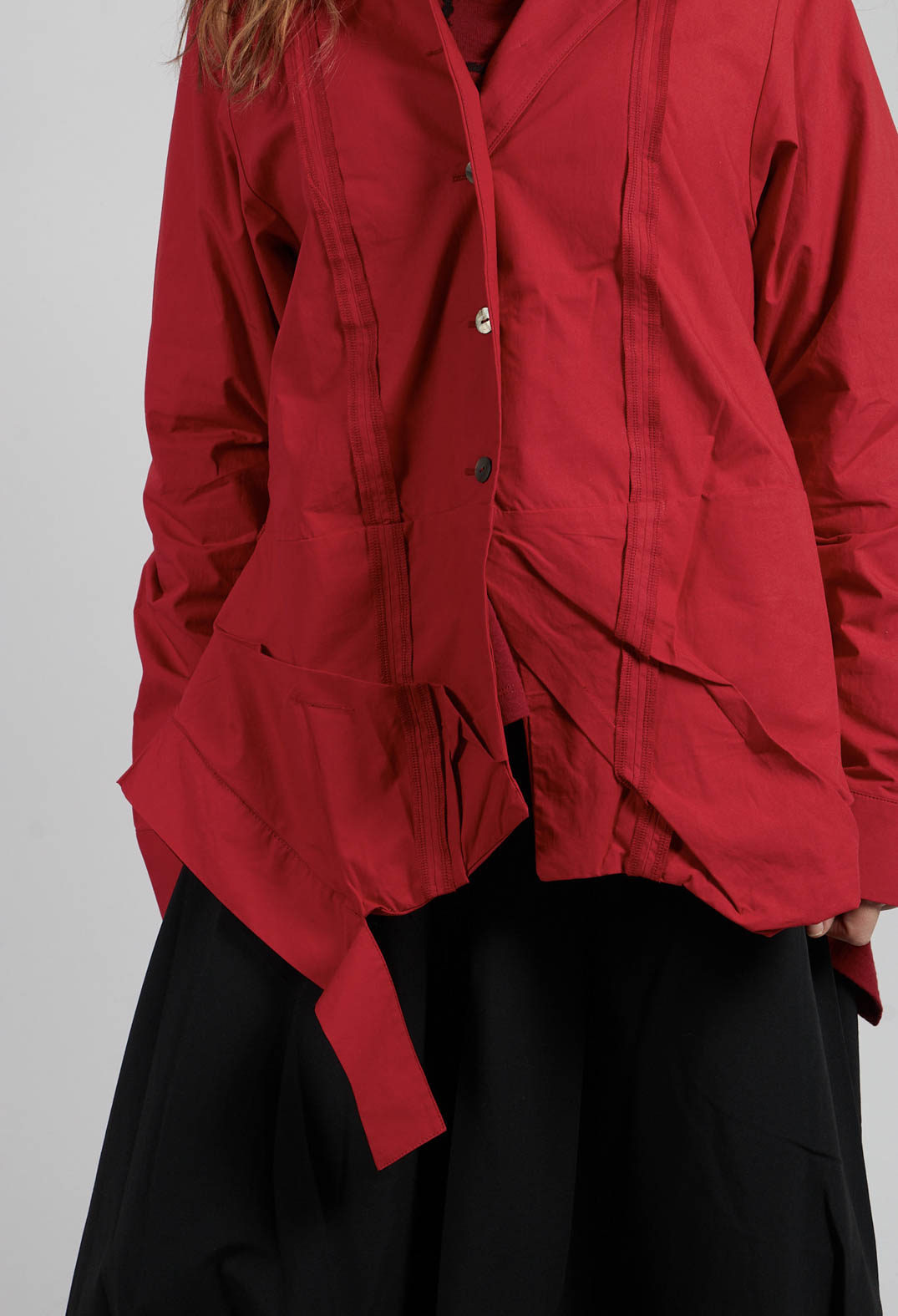 V Hem Shirt in Red