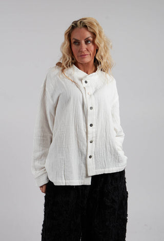 Collarless Shirt in White