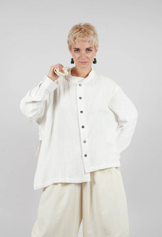Collarless Shirt in White