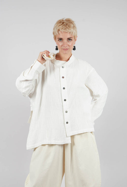 Collarless Shirt in White