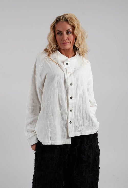 Collarless Shirt in White