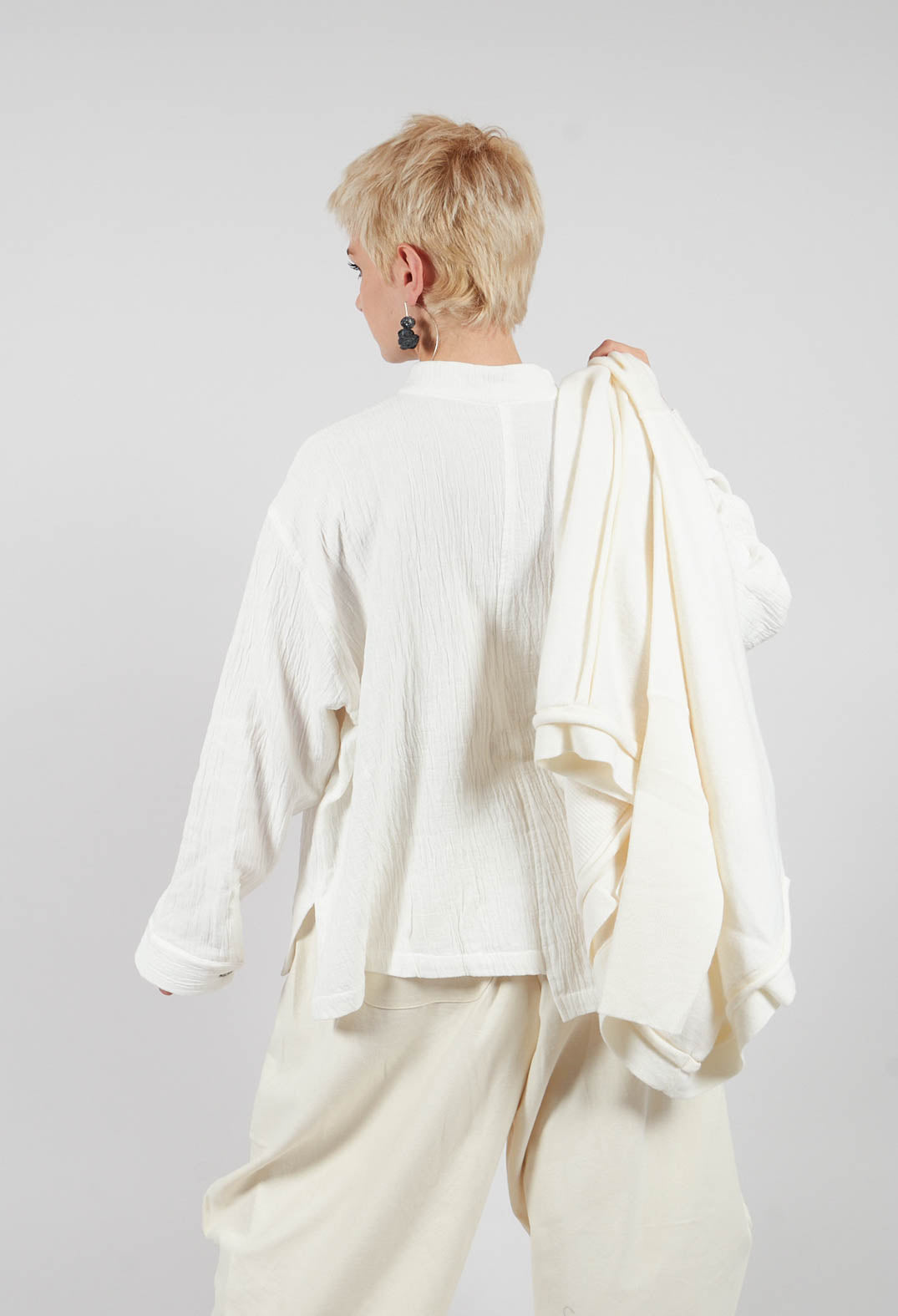 Collarless Shirt in White