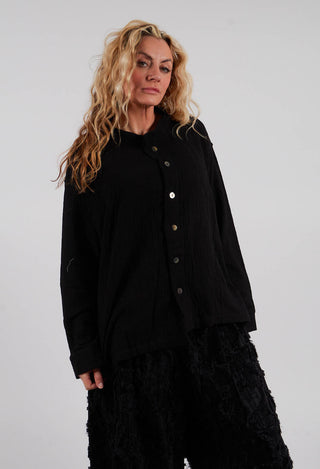 Collarless Shirt in Black