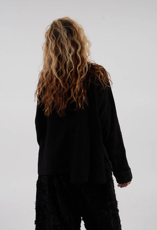 Collarless Shirt in Black