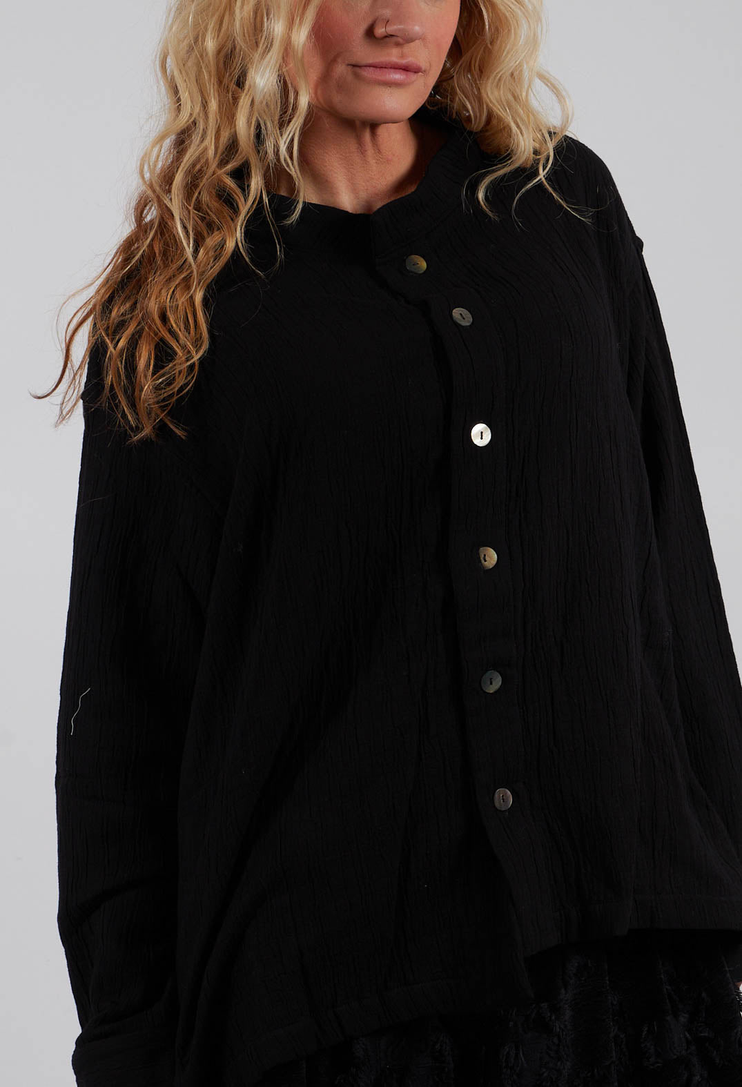 Collarless Shirt in Black