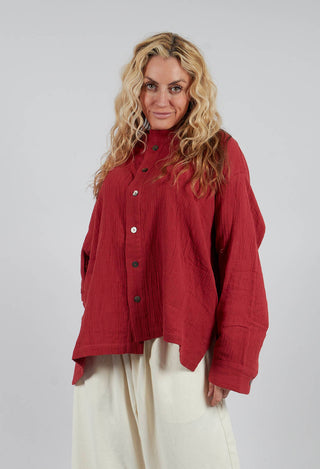 Collarless Shirt in Red