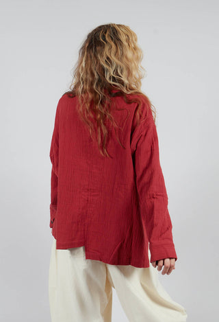 Collarless Shirt in Red