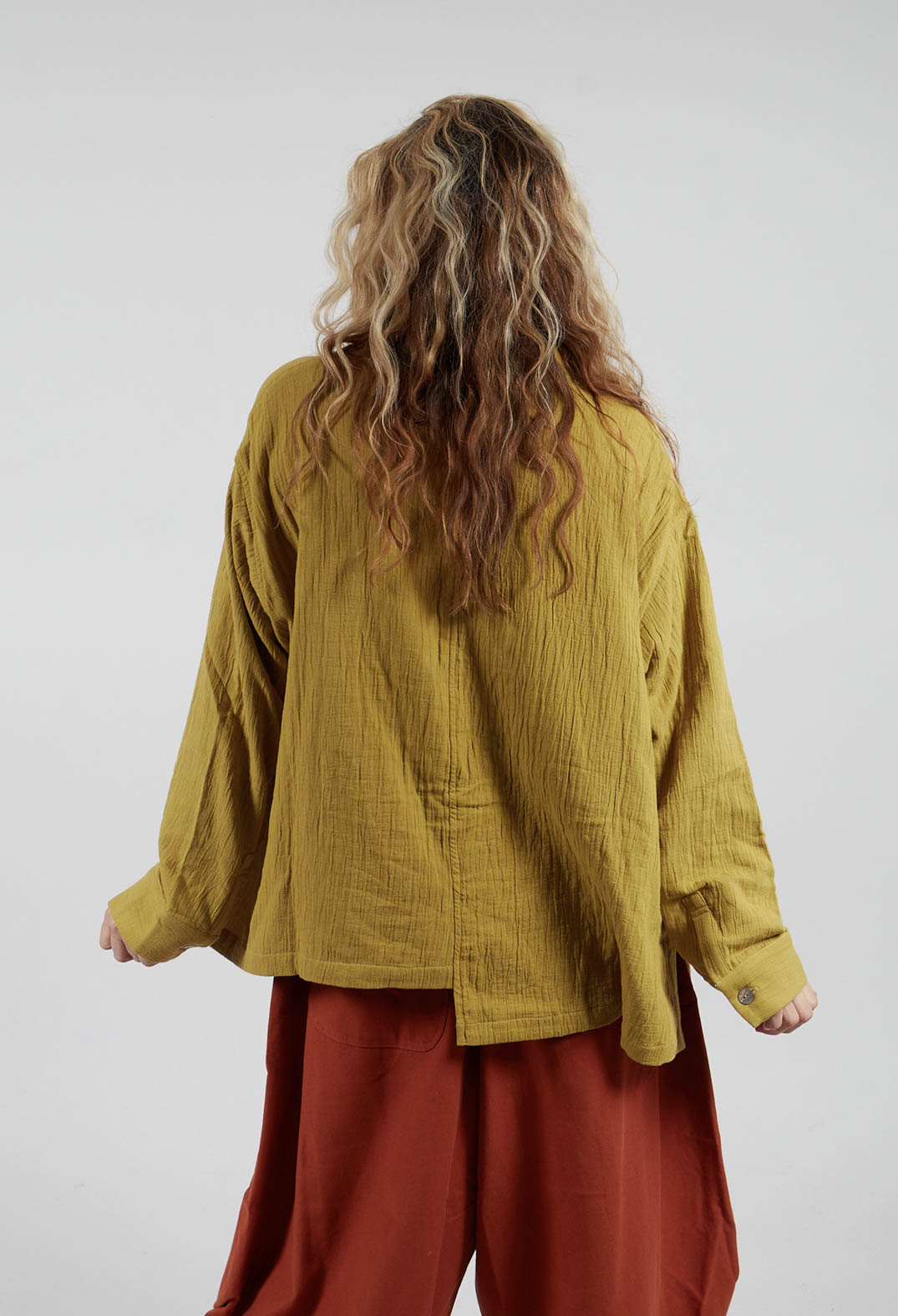 Collarless Shirt in Green