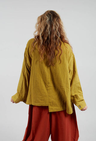 Collarless Shirt in Green