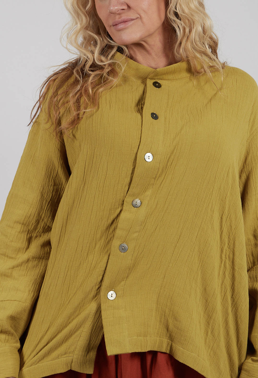 Collarless Shirt in Green