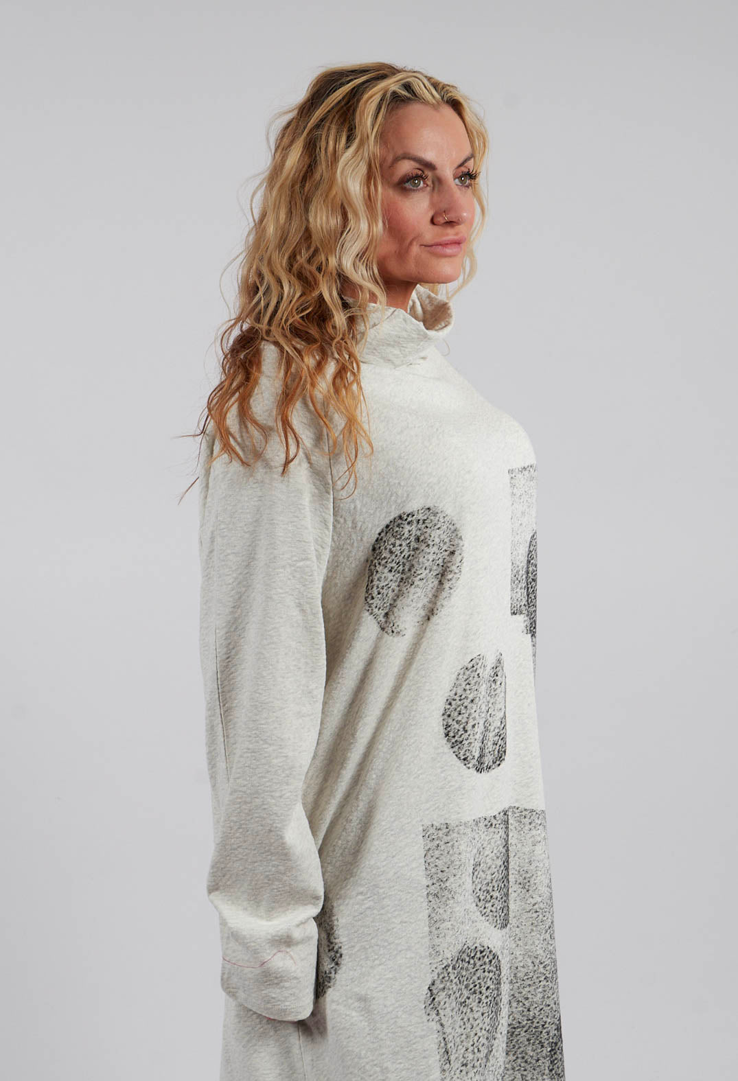 Longline Cowl Neck Jumper in Beige