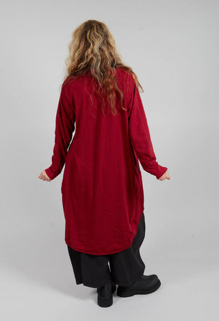 Longline Cowl Neck Jumper in Red