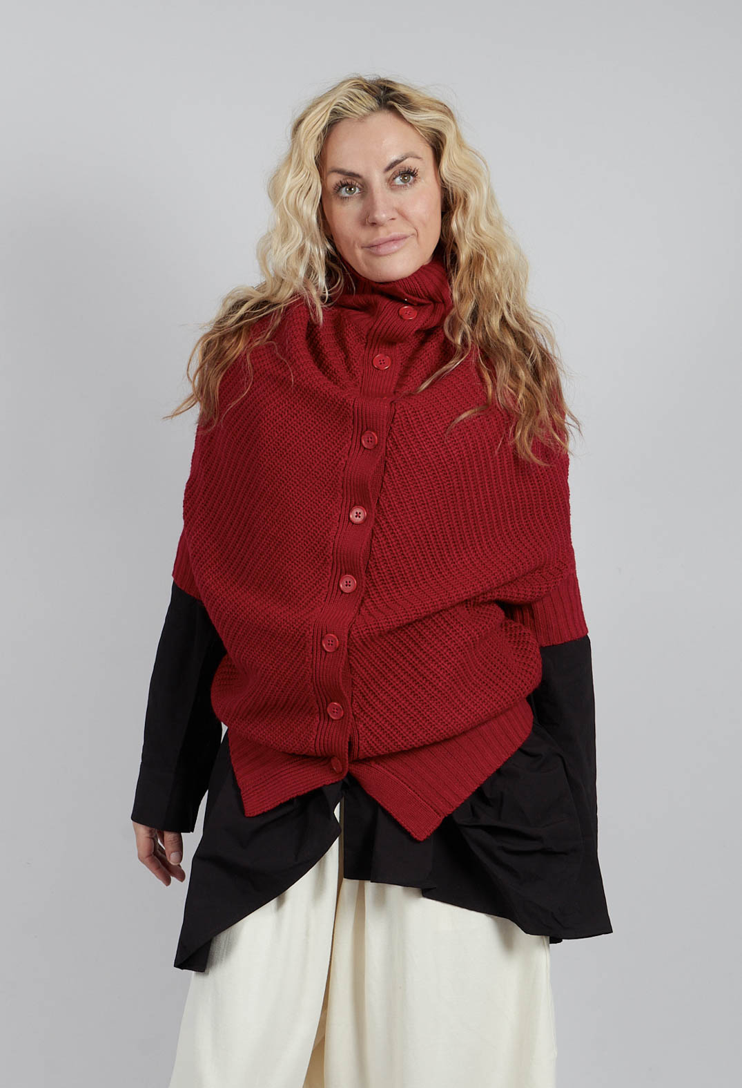 Cape Cardigan in Red