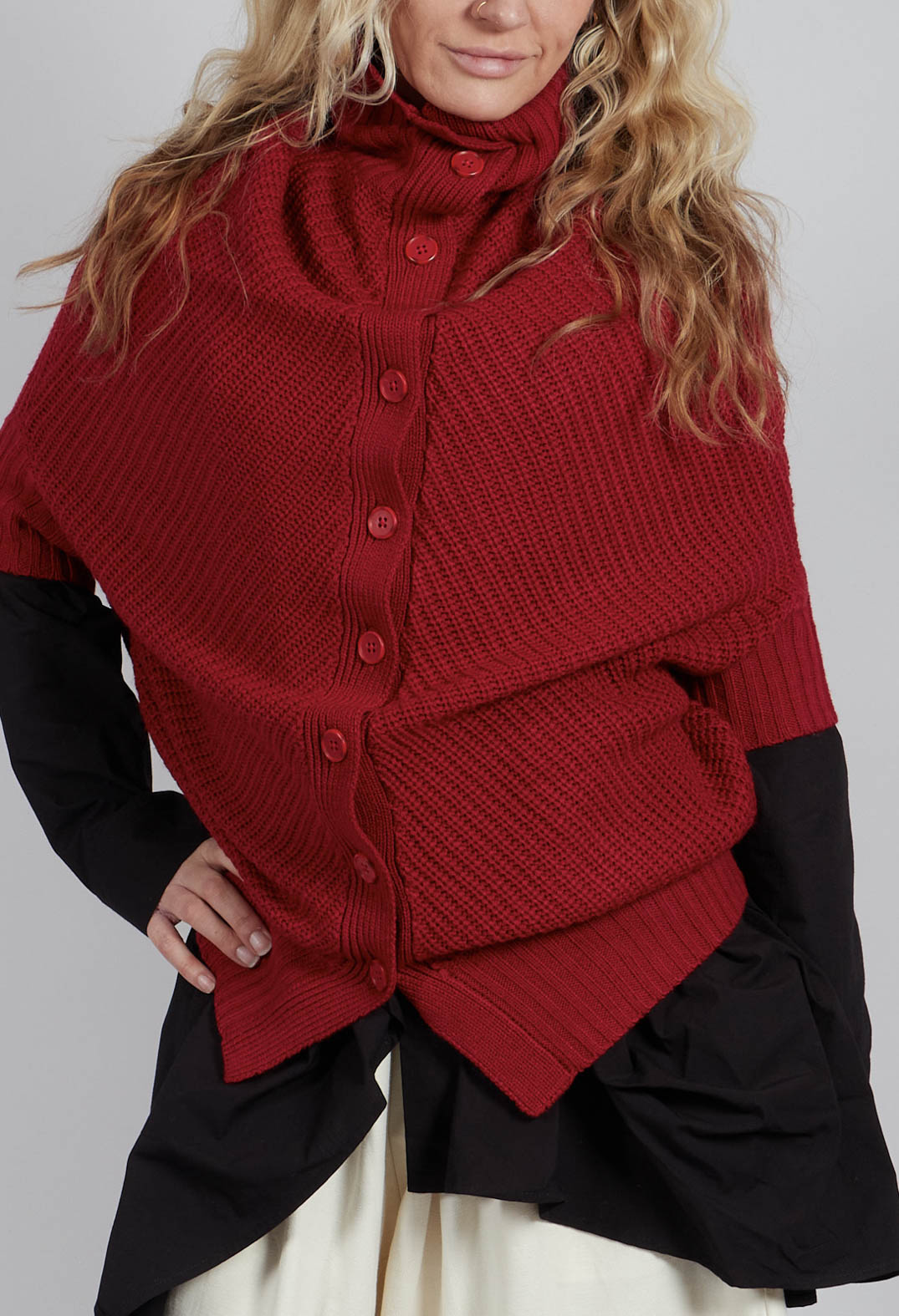 Cape Cardigan in Red