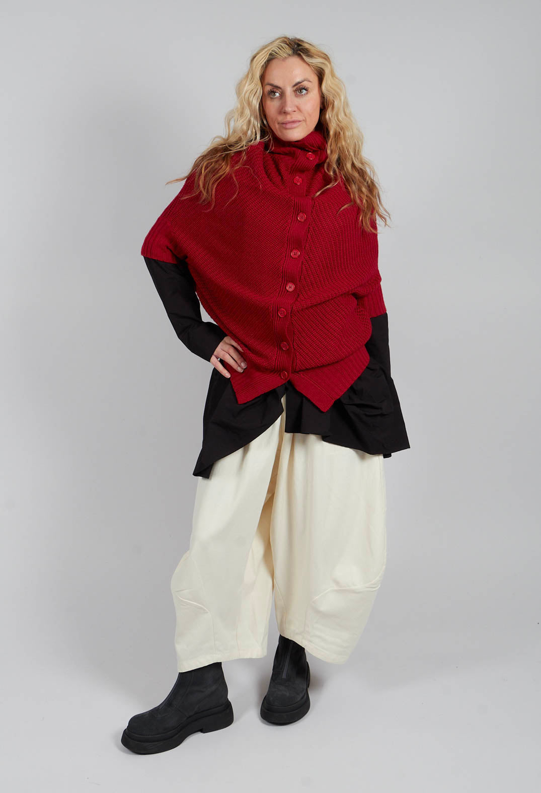 Cape Cardigan in Red