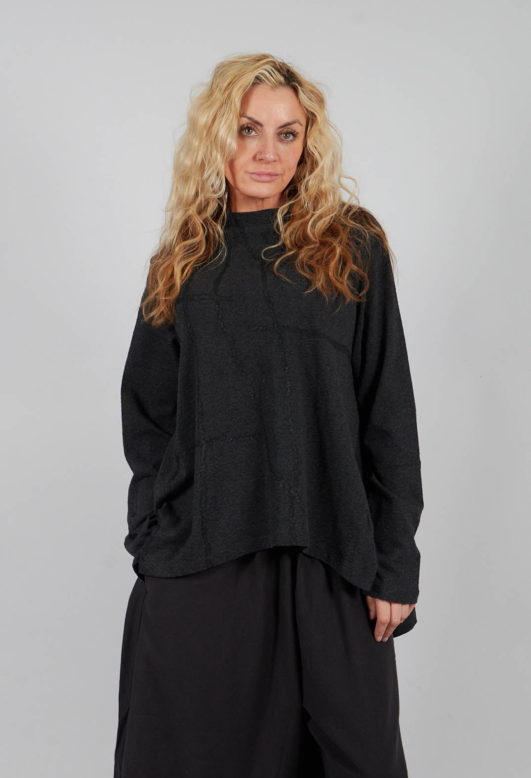 Slash Neck Jumper in Grey