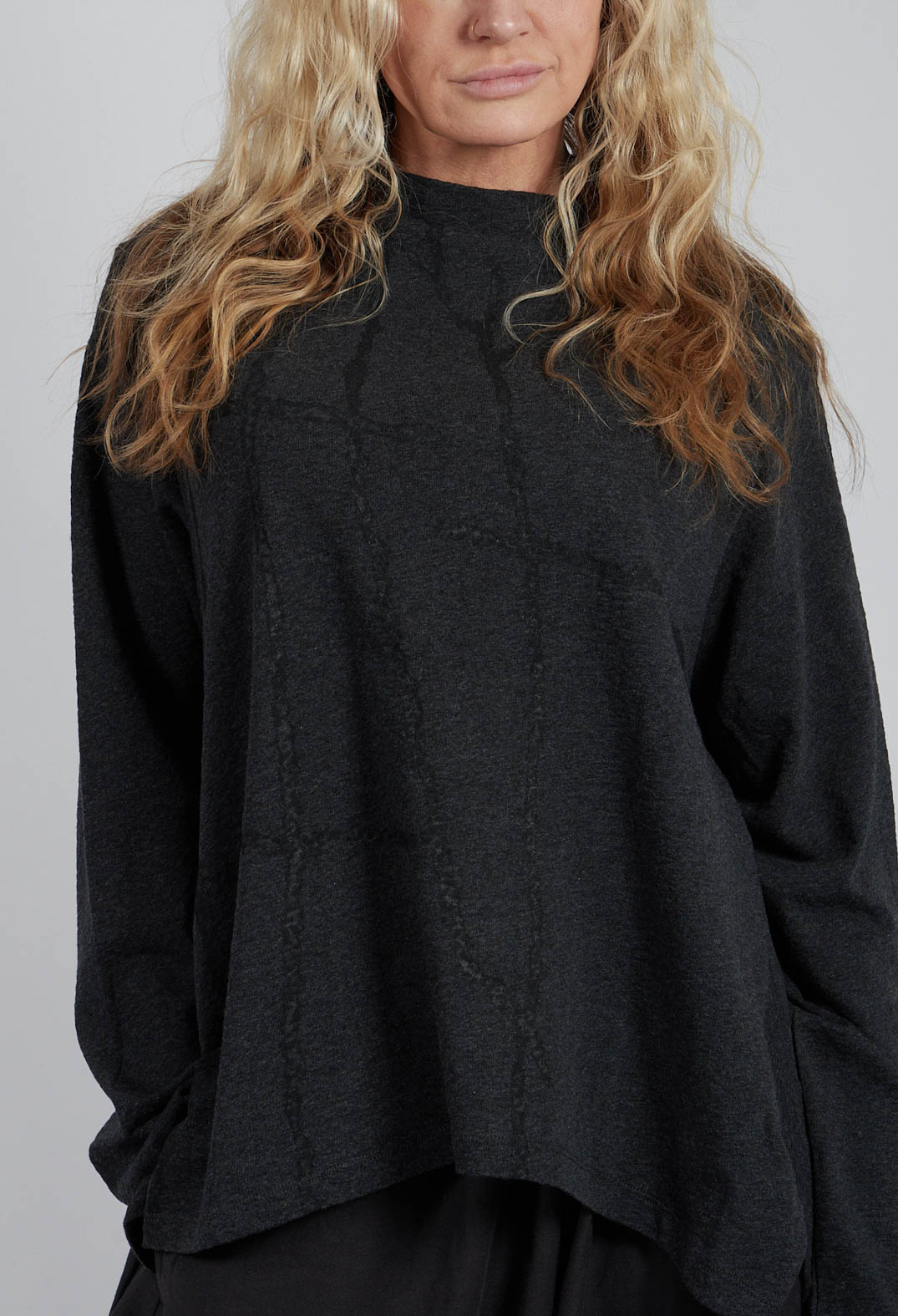 Slash Neck Jumper in Grey