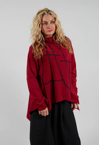 Slash Neck Jumper in Red