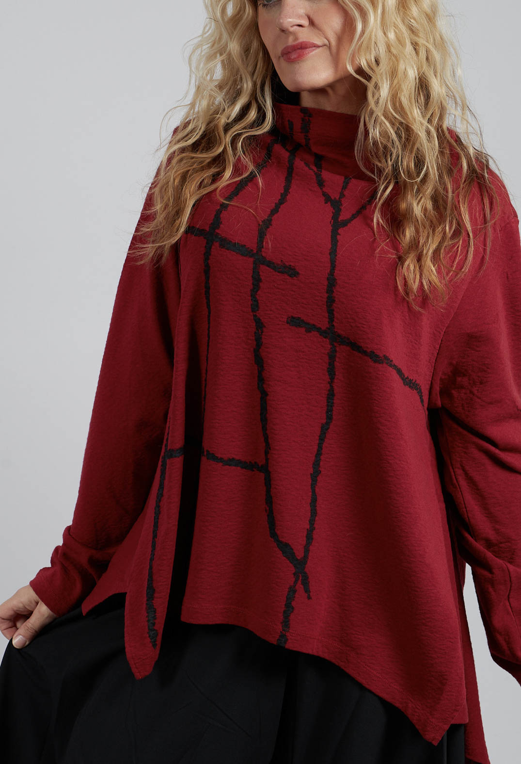 Slash Neck Jumper in Red