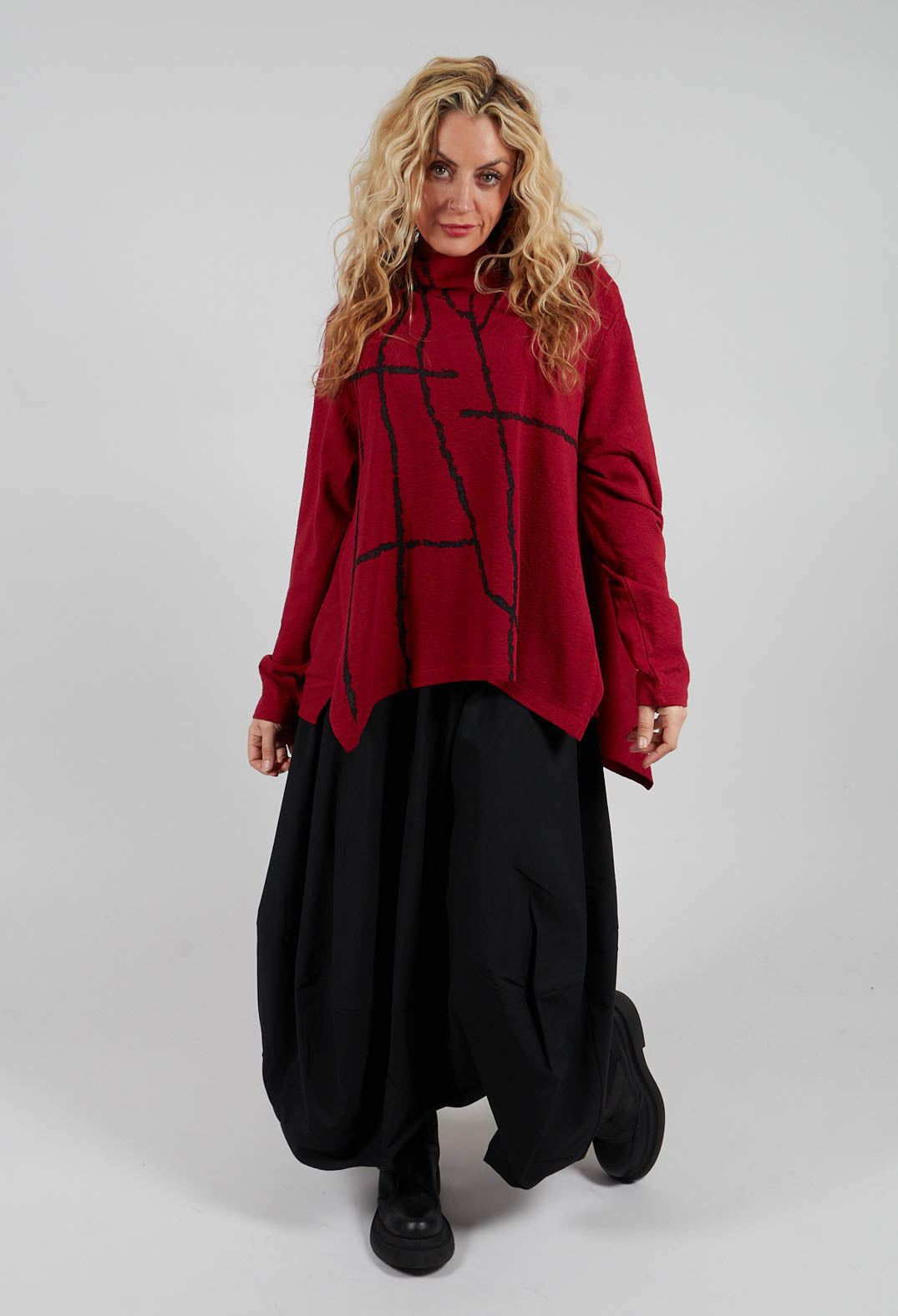 Slash Neck Jumper in Red