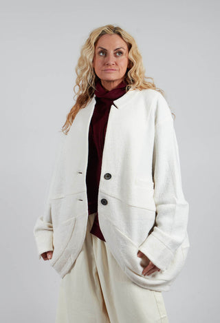 Relaxed Collarless Jacket in White