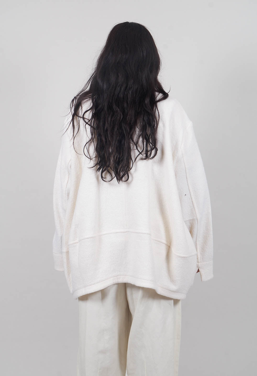 Relaxed Collarless Jacket in White
