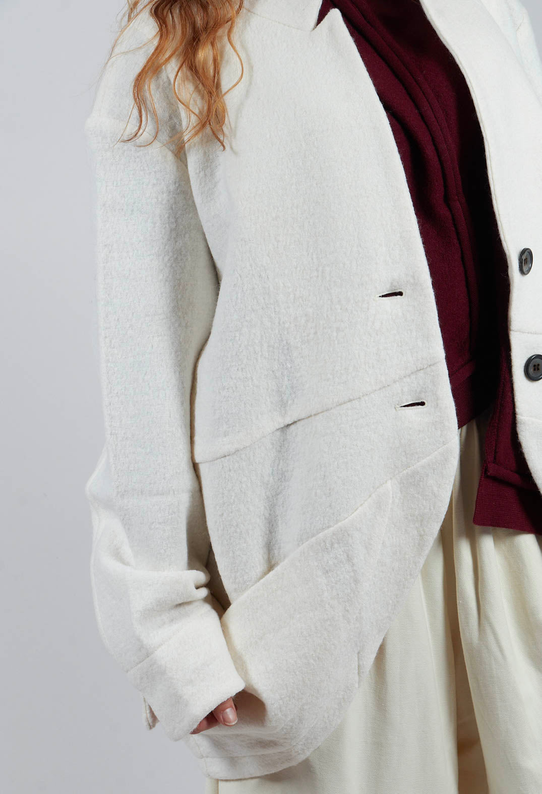 Relaxed Collarless Jacket in White