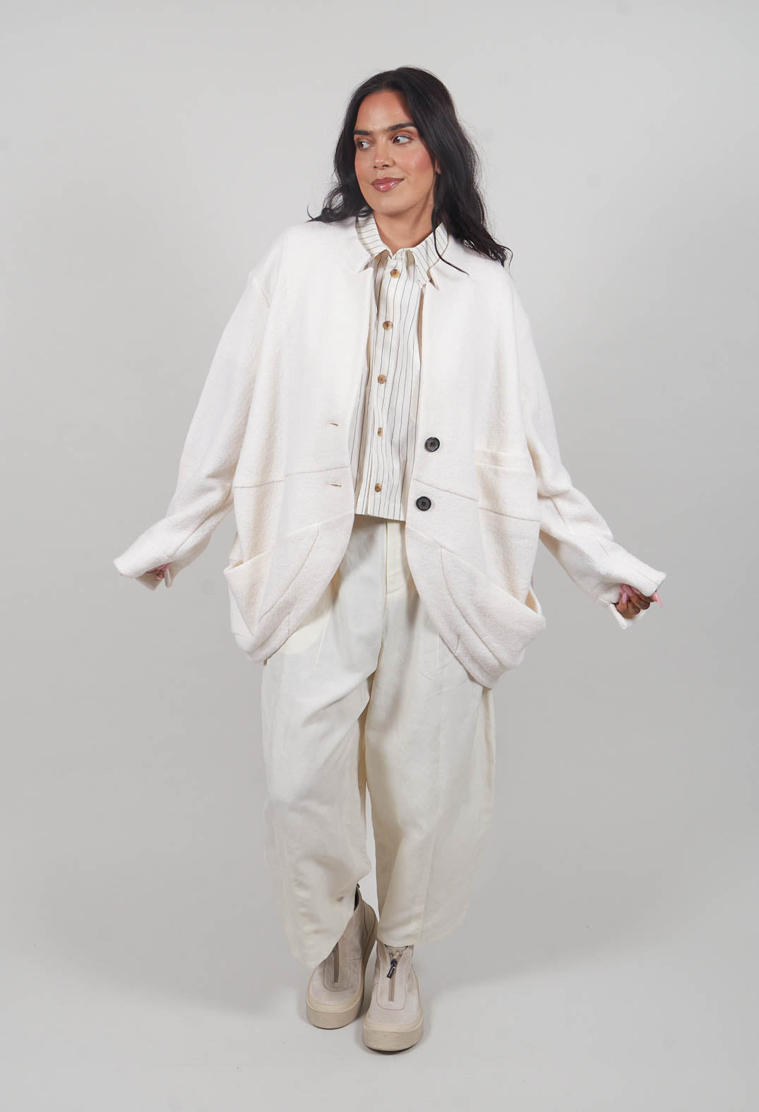 Wide Leg Trousers in Ivory