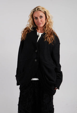 Relaxed Collarless Jacket in Black