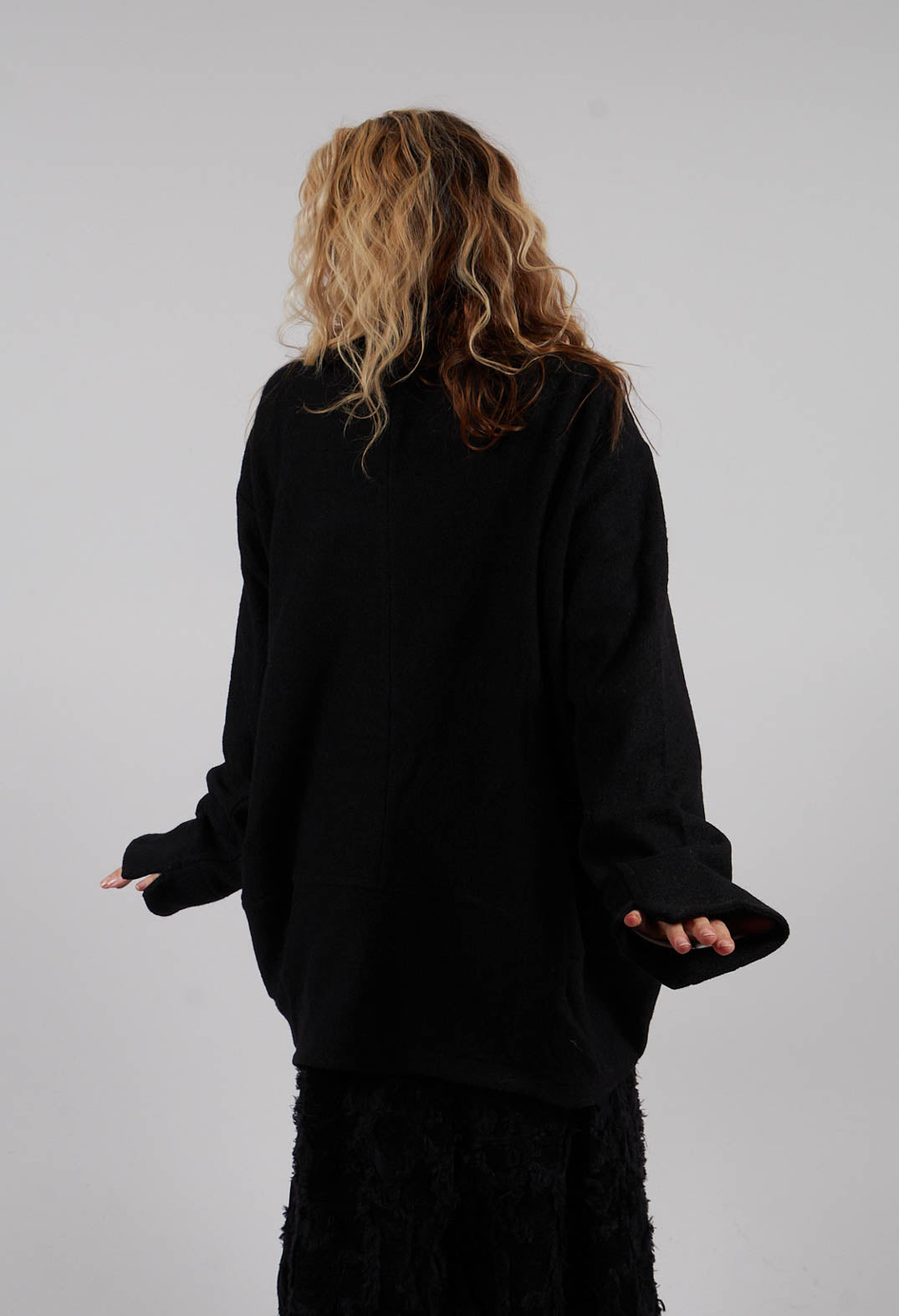 Relaxed Collarless Jacket in Black