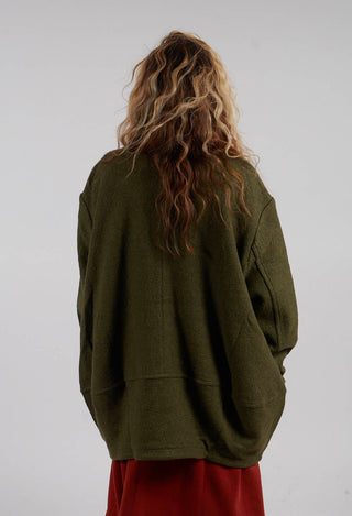 Relaxed Collarless Jacket in Green