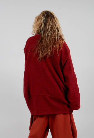 Relaxed Collarless Jacket in Red
