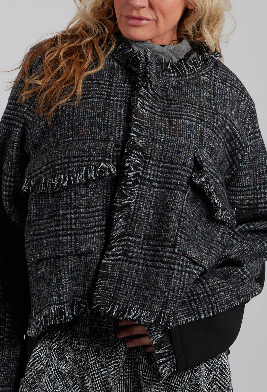 Round Neck Jacket in Black